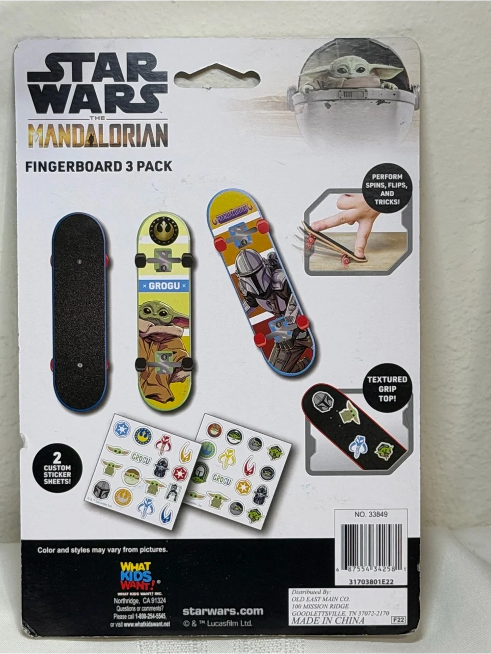 Star Wars Mandalorian Fingerboard Skateboards 3 Pack With 2 Sticker Sheets~NEW